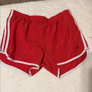 Adidas Women's Pink and White Athletic Shorts